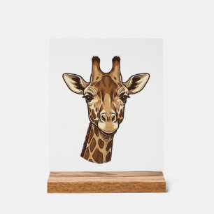 Panneau En Acrylique Conception vectorielle de tête de girafe gravée vi