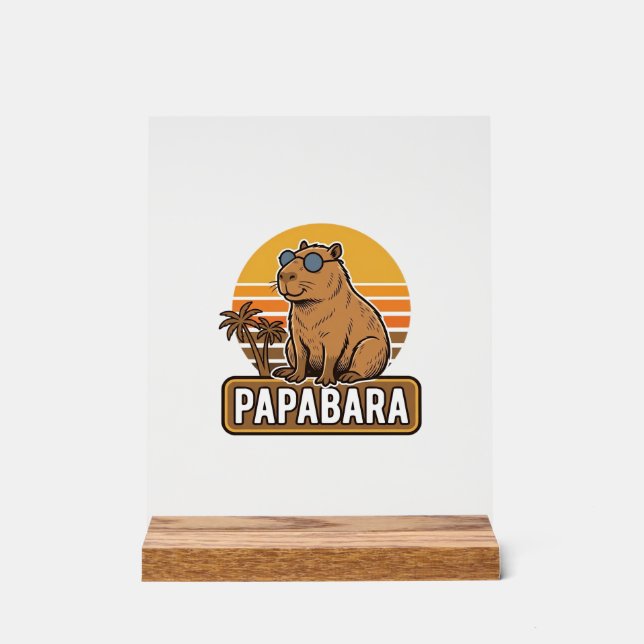 Panneau En Acrylique Conception vectorielle papa capybara rétro PAPABAR (Recto)
