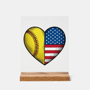 Panneau En Acrylique Conception vectorielle vintage de softball USA dra