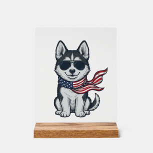 Panneau En Acrylique Conception vectorielle vintage d'un chiot husky pa