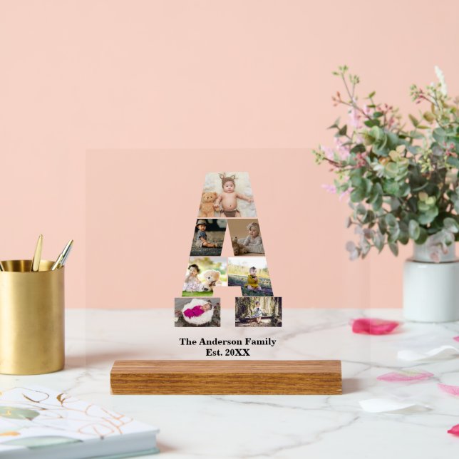 Panneau En Acrylique Concevez votre propre lettre Un collage photo (Mariage)