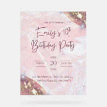 Confetti rose et or Invitation de fête d'anniversa