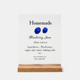 Panneau En Acrylique Confiture de bleuets maison faite avec amour ajout