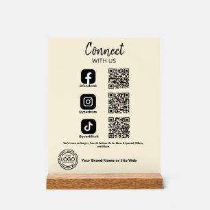 Panneau En Acrylique Connectez-vous avec nous Social Media Code QR