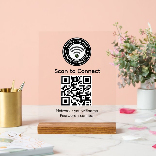 Panneau En Acrylique Connexion au code QR Wi‑Fi | Wi‑Fi  (Mariage)