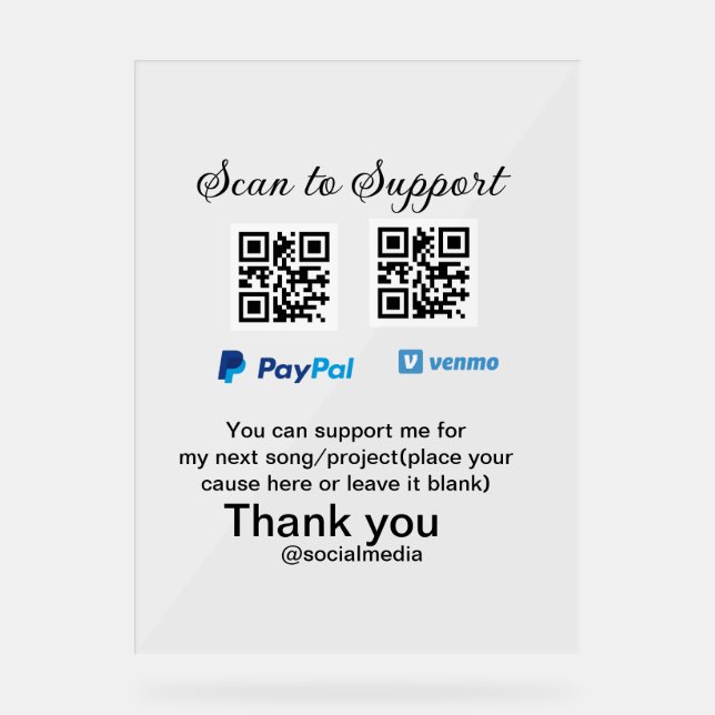 Panneau En Acrylique Conseil virtuel jar q r code argent don PayPal ven (Recto)