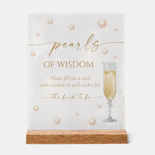Panneau En Acrylique Conseils de Fête de Fiançailles Perles et Prosecco (Créateur téléchargé)
