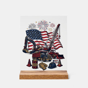 Panneau En Acrylique Construction Patriotique USA Vintage