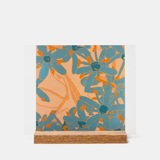 Panneau En Acrylique Contemporary Leaf Design in Peach (Recto)