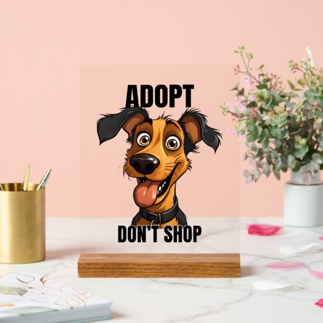Panneau En Acrylique Cool chien adoption mot art (Mariage)