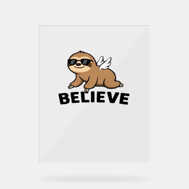 Panneau En Acrylique Cool Flying Sloth Croyez Drôle Motivational Design (Recto)