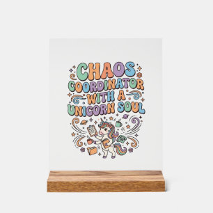 Panneau En Acrylique Coordonnateur de chaos de licorne avec une âme de