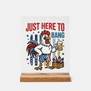 Panneau En Acrylique Coq Patriotique Feu d'Artifice Vintage Design de T