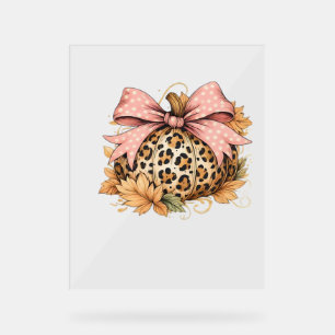 Panneau En Acrylique Coquette Leopard Citrouille avec cou rose - Glam F
