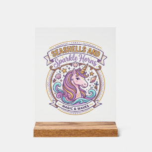 Panneau En Acrylique Coquilles de licorne et cornes scintillantes POD P