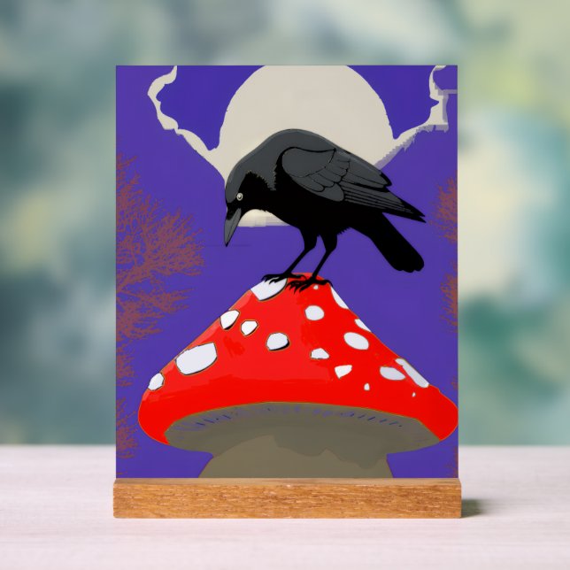 Panneau En Acrylique Corbeau Mystique Gothique (Neutre)