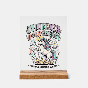 Panneau En Acrylique Corne de Tonnerre de Licorne Énergie Style Rétro P