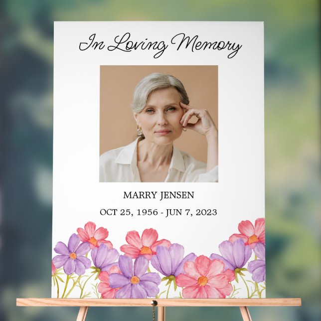 Panneau En Acrylique Cosmos Memorial Photo Funeral Acrylic Sign (Neutre)
