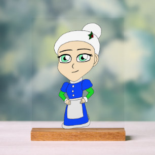 Panneau En Acrylique Costume bleu Mme Claus Chibi