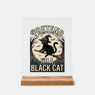Panneau En Acrylique Costume de chat noir vintage Halloween sorcière ch
