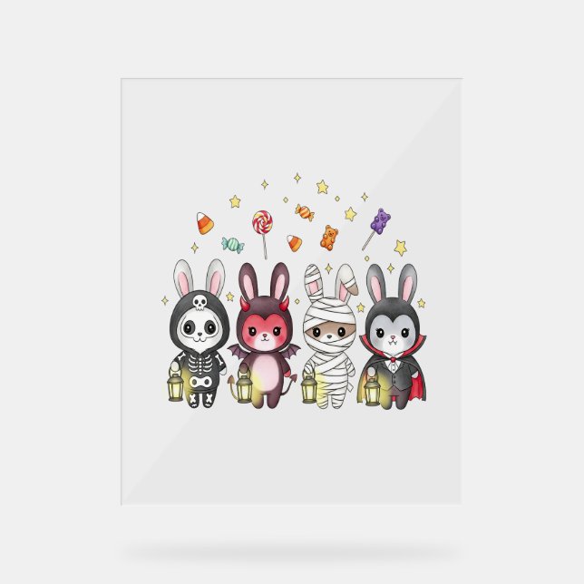 Panneau En Acrylique Costume de lapin mignon Halloween (Recto)