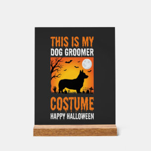 Panneau En Acrylique Costume de toiletteur pour chien Halloween Silhoue