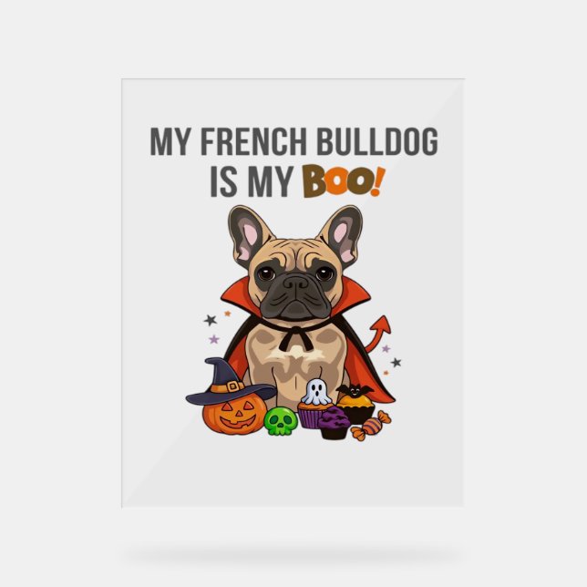 Panneau En Acrylique Costume d'Halloween pour chien français Mon Bulldo (Recto)