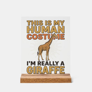 Panneau En Acrylique Costume Humain de Girafe Drôle Gravure Vintage Shi