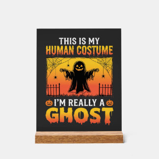Panneau En Acrylique Costume Humain Halloween Fantôme Vintage
