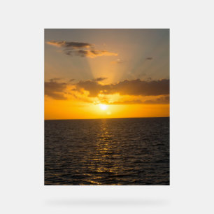 Panneau En Acrylique Coucher de soleil radieux sur l'océan