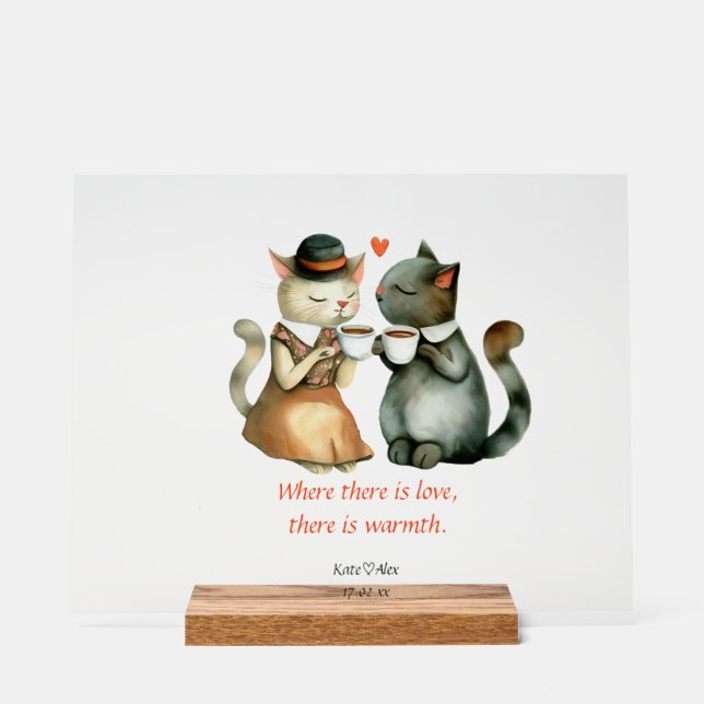 Panneau En Acrylique Couple de Chats (Recto)
