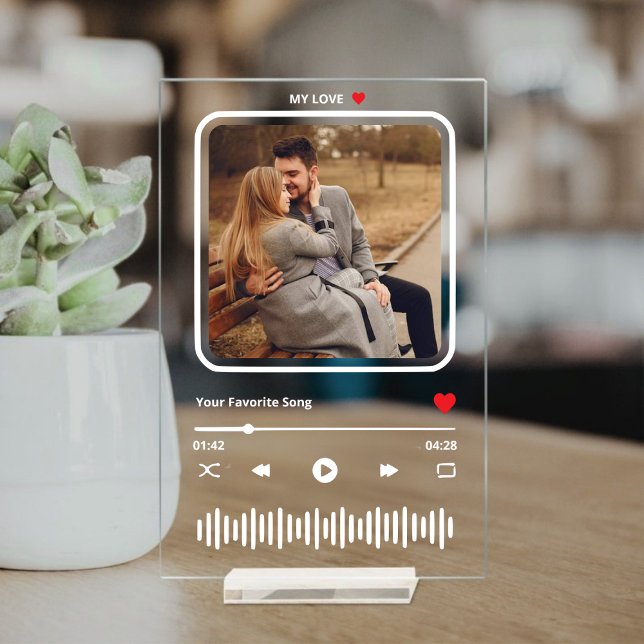 Panneau En Acrylique Couple Photo Love Music Plaque acrylique (Custom Couple Photo Love Music Acrylic Plaque Acrylic Sign)