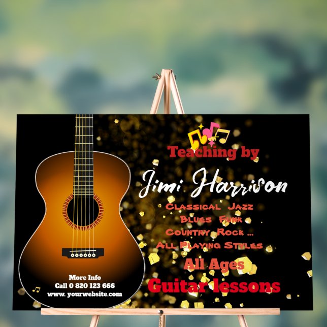 Panneau En Acrylique Cours de guitare moderne Black Horz Symbole acryli (Neutre)