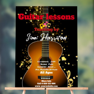 Panneau En Acrylique Cours de guitare signes acryliques Customisés