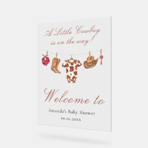 Panneau En Acrylique Cowboy aquarelle Bienvenue à la baby shower Wester