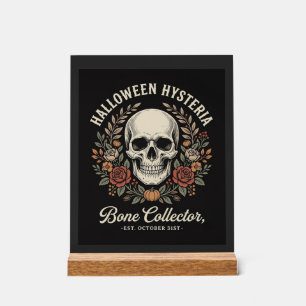 Panneau En Acrylique Crâne de Halloween Fleurie Os Collecteur Design_1
