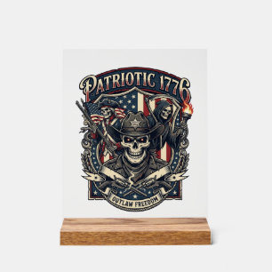 Panneau En Acrylique Crâne de hors-la-loi patriotique Sheriff Patriote