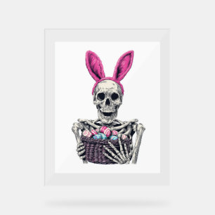 Panneau En Acrylique Crâne de Pâques - Drôle lapin Skeleton