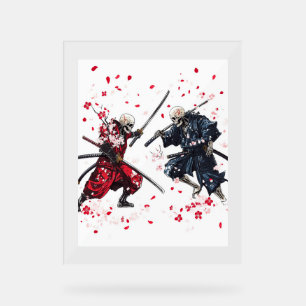 Panneau En Acrylique Crâne Samurai Duel