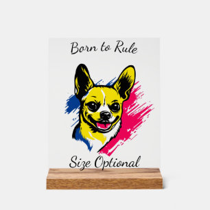 Panneau En Acrylique Création personnalisable de Chihuahua en Pop Art