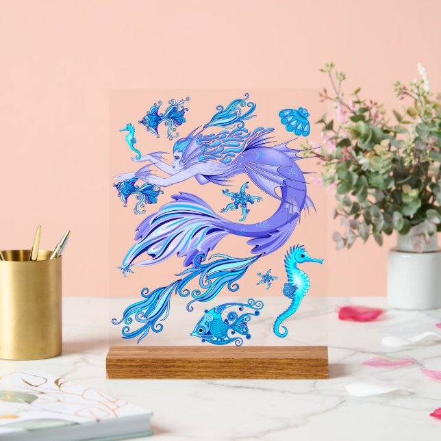 Panneau En Acrylique Créature de la fée mauve de sirène (Mariage)