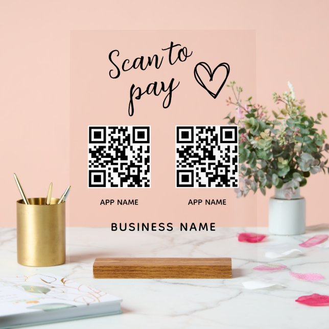 Panneau En Acrylique Créer Votre Propre Analyse Pour Payer Le Code QR N (Mariage)