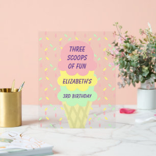 Panneau En Acrylique Crème de glace 3e anniversaire