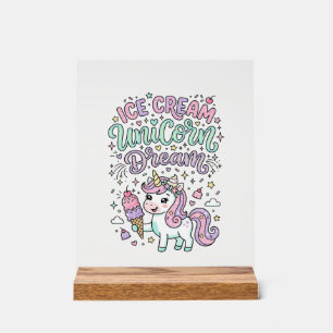 Panneau En Acrylique Crème Glacée Licorne Rêve de Licorne Produit Paste