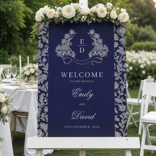 Panneau En Acrylique Crest Héréditaire Monogramme Mariage Bienvenue