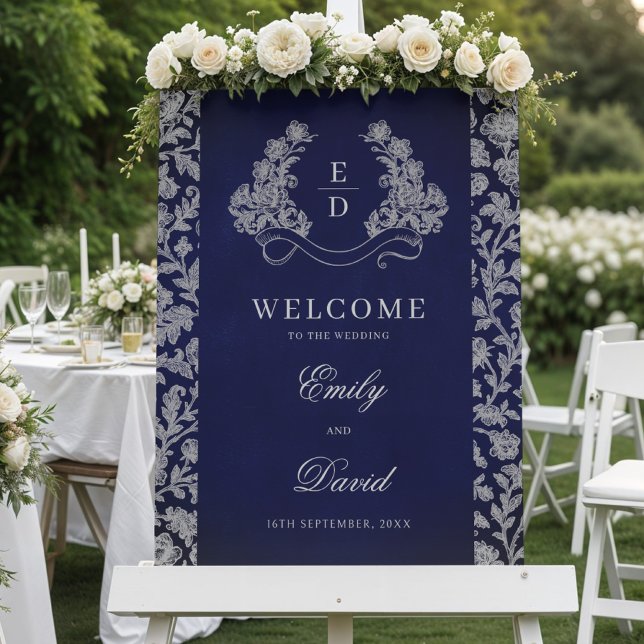 Panneau En Acrylique Crest Héréditaire Monogramme Mariage Bienvenue (Créateur téléchargé)