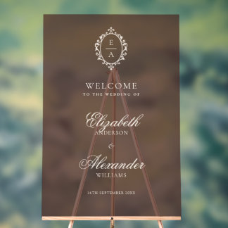 Panneau En Acrylique Crête Opulente Mariage Bienvenue Vieille Fortune M