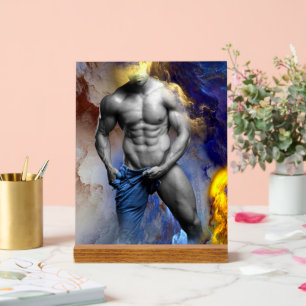 Panneau En Acrylique cri de Joe le glissant physique d'homme musclé en 