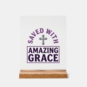 Panneau En Acrylique Croix chrétienne Amazing Grace vintage