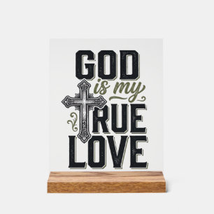 Panneau En Acrylique Croix Chrétienne Dieu Est Mon Véritable Amour Vect